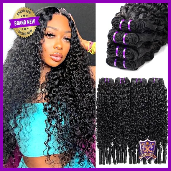 Human Hair Extensions 4 Bundles 18-24 Inch Wet Wavy Curly Double Weft